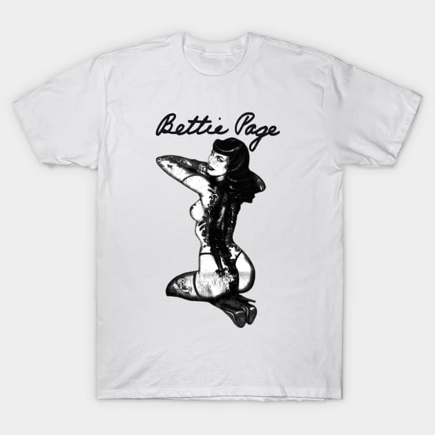 Bettie Page Pin Up Black White T-Shirt by PARIS^NIGHT